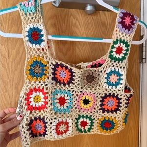 La Hearts Multicolor Crochet Crop Top